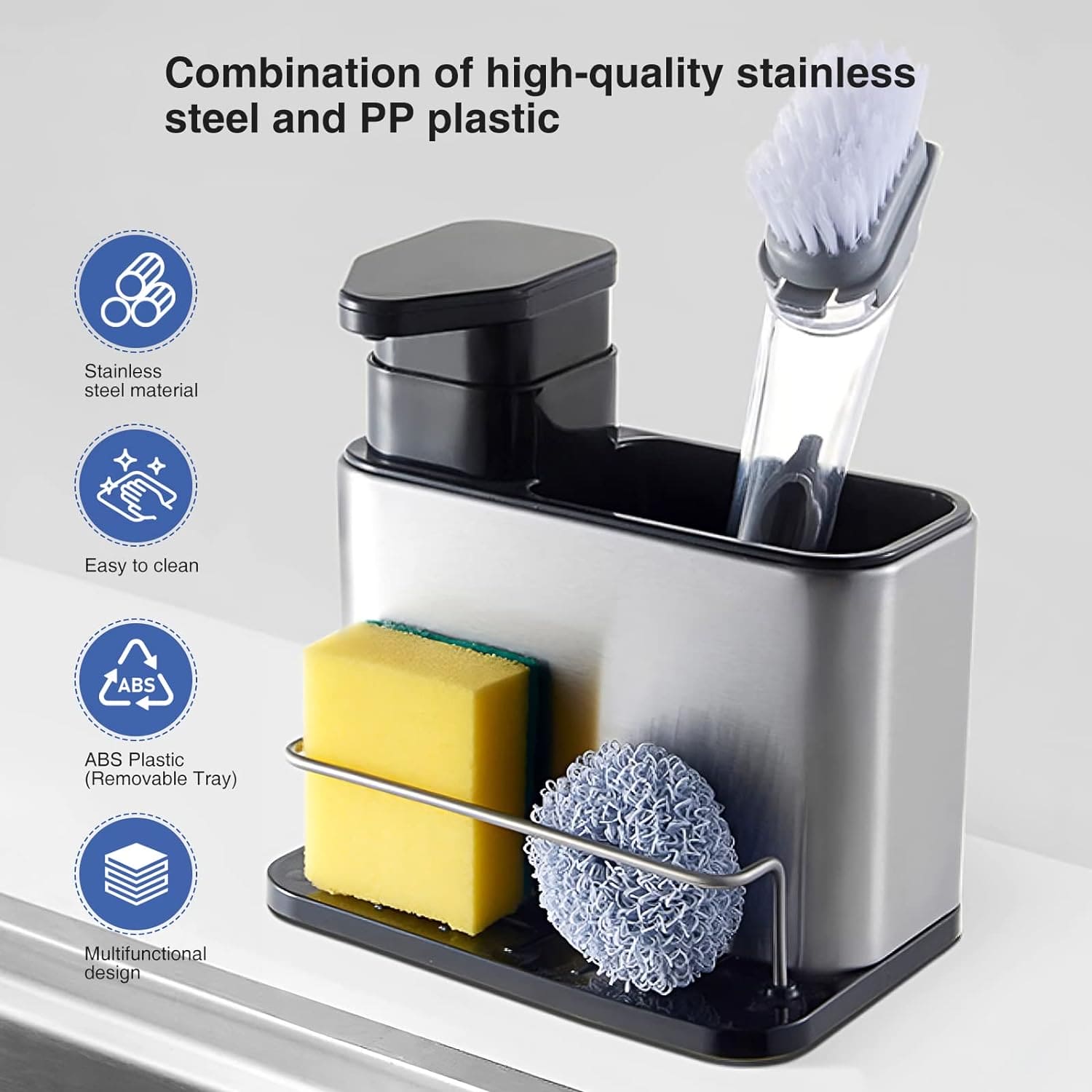 Kitchen Sink Cutlery Holder, Stainless Steel Flatware Organizer, Kitchen Utensils Cutlery Caddy Counter, Multifunctional Kitchen Sink Washing Sponge Storage Rack, Chopstick Cage with Water Outlet Tray Kitchen Sink Cutlery Holder, Stainless Steel Flatware Organizer, Kitchen Utensils Cutlery Caddy Counter, Multifunctional Kitchen Sink Washing Sponge Storage Rack, Chopstick Cage with Water Outlet Tray